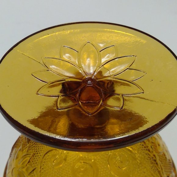 S/4 Vintage Indiana Glass Tiara Amber Sandwich Champagne Sherbet Glasses - Picture 8 of 9